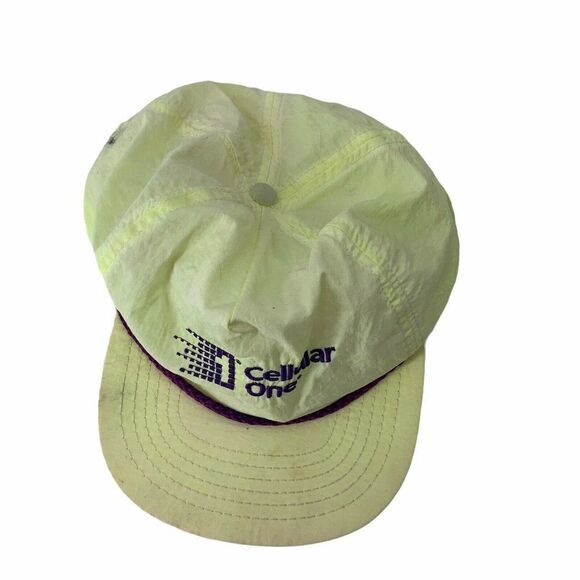 Cellular One Vintage 90s Neon Nylon Snap Back Hat - Picture 3 of 7